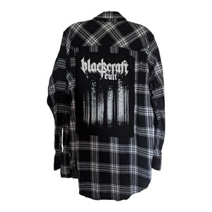 Blackcraft Cult Oversized Long Black and White Plaid Shirt - L